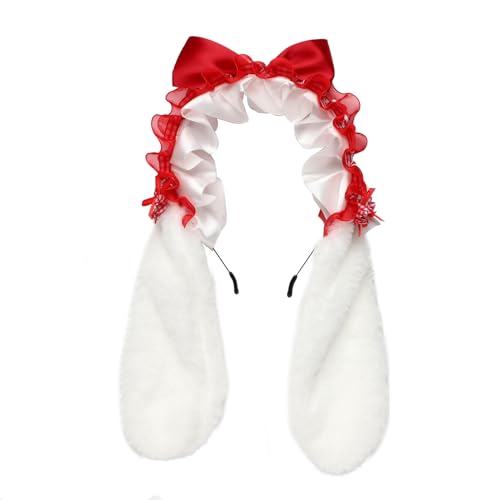 MSemis Lolita Plüsch Haarband Hasenohren Haarband mit Clips für Halloween Cosplay Party Rot 3 One Size MSemis Lolita Plüsch Haarband Hasenohren Haarband mit Clips für Halloween Cosplay Party Rot 3 One Size von MSemis