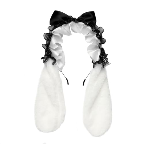 MSemis Lolita Plüsch Haarband Hasenohren Haarband mit Clips für Halloween Cosplay Party Schwarz 3 One Size MSemis Lolita Plüsch Haarband Hasenohren Haarband mit Clips für Halloween Cosplay Party Schwarz 3 One Size von MSemis