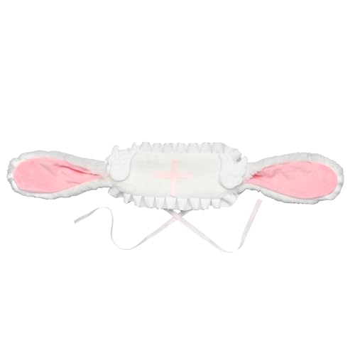 MSemis Lolita Plüsch Haarband Hasenohren Haarband mit Clips für Halloween Cosplay Party Weiß 1 One Size von MSemis