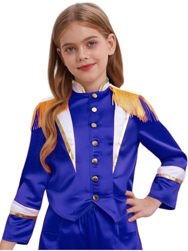 MSemis Mädchen Zirkus Jacke Kinder Langarm Fransen Epauletten Uniform Ringmaster Mantel Halloween Karneval Fasching Blau 146-152 MSemis Mädchen Zirkus Jacke Kinder Langarm Fransen Epauletten Uniform Ringmaster Mantel Halloween Karneval Fasching Blau 146-152 von MSemis