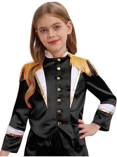 MSemis Mädchen Zirkus Jacke Kinder Langarm Fransen Epauletten Uniform Ringmaster Mantel Halloween Karneval Fasching Schwarz 134-140 MSemis Mädchen Zirkus Jacke Kinder Langarm Fransen Epauletten Uniform Ringmaster Mantel Halloween Karneval Fasching Schwarz 134-140 von MSemis