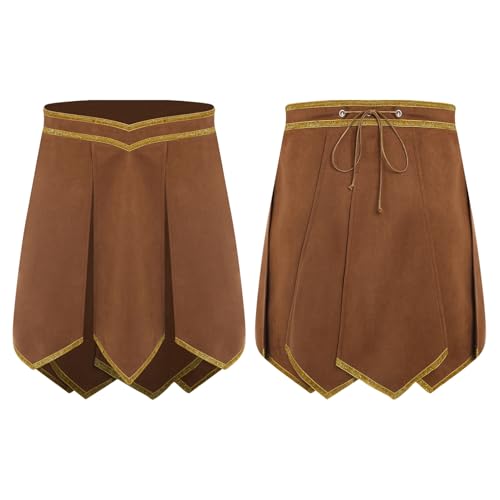 MSemis Männer Erwachsene Römischer Gladiator Kostüm für Erwachsene Mittelalterliche Rüstungskilt Mittelalterlicher Wikingerkostüm Römischer Gladiator Kostüm Herren Braun M von MSemis