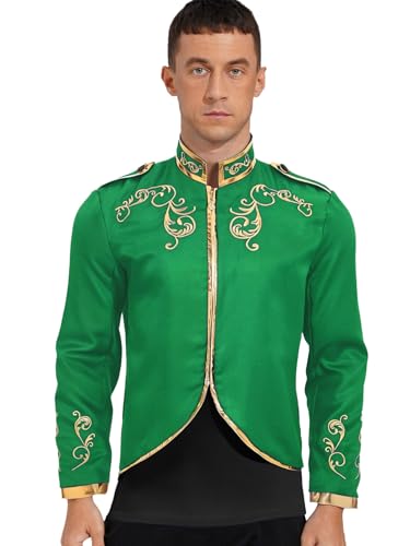 MSemis Männer Mittelalterliche Kostüm Königlicher Prinz Jacket Standkragen Langarm Goldbesticktes Halloween Fashing Verkleidung Grün 3XL MSemis Männer Mittelalterliche Kostüm Königlicher Prinz Jacket Standkragen Langarm Goldbesticktes Halloween Fashing Verkleidung Grün 3XL von MSemis