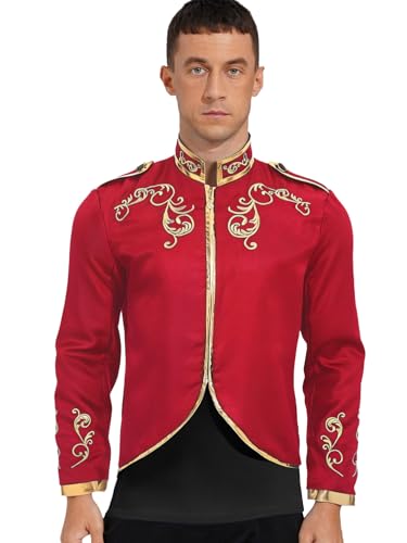 MSemis Männer Mittelalterliche Kostüm Königlicher Prinz Jacket Standkragen Langarm Goldbesticktes Halloween Fashing Verkleidung Rot XXL MSemis Männer Mittelalterliche Kostüm Königlicher Prinz Jacket Standkragen Langarm Goldbesticktes Halloween Fashing Verkleidung Rot XXL von MSemis