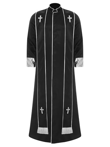 MSemis Männer Priestergewand mit Band Langarm Priester Kostüm Liturgische Robe Gewand Front Reißverschluss Klerus Priester Robe Schwarz S MSemis Männer Priestergewand mit Band Langarm Priester Kostüm Liturgische Robe Gewand Front Reißverschluss Klerus Priester Robe Schwarz S von MSemis