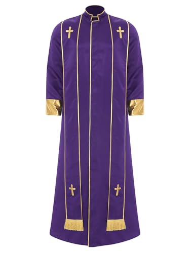 MSemis Männer Priestergewand mit Band Langarm Priester Kostüm Liturgische Robe Gewand Front Reißverschluss Klerus Priester Robe Violett M MSemis Männer Priestergewand mit Band Langarm Priester Kostüm Liturgische Robe Gewand Front Reißverschluss Klerus Priester Robe Violett M von MSemis