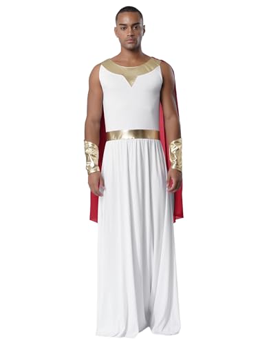 MSemis Männer Toga Kostüm Griechischer Gott Krieger Outfit Halloween Robe Antikes Römisches Dress Up König Prinz Cosplay Karnaval Weihnachten von MSemis