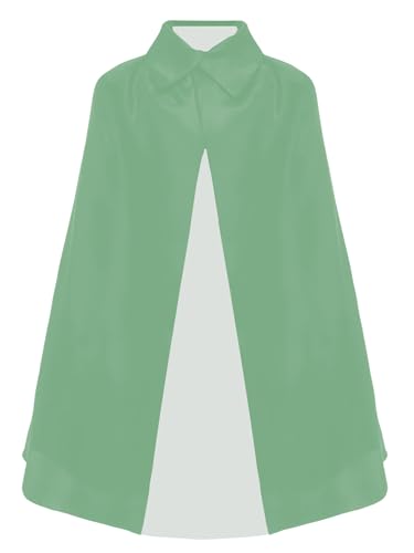MSemis Magier Mantel Cape Solid Farbe Revers Druckknopf Cape Hexe Kostüm Robe für Halloween Hellgrün One Size von MSemis