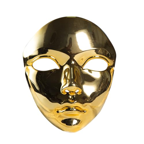 MSemis Mechanische Vollgesichtsmaske Metallisch glänzende Maskenballmaske für Halloween-Cosplay-Party Gold Einheitsgröße von MSemis