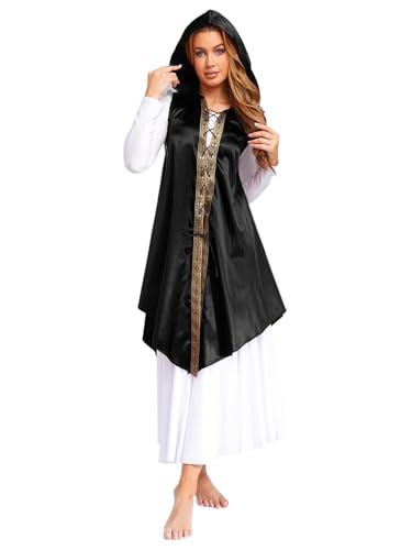 MSemis Mittelalterlicher Umhang mit Kapuze Gothic Kleidung Damen Ärmellos Renaissance Renaissance Party Cape Karneval Schwarz L MSemis Mittelalterlicher Umhang mit Kapuze Gothic Kleidung Damen Ärmellos Renaissance Renaissance Party Cape Karneval Schwarz L von MSemis