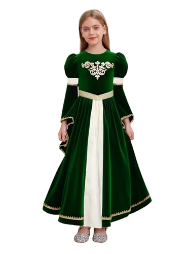 MSemis Mittelalterliches Prinzessikeid Mädchen Retro Renaissance Partykleid Glocke Ärmel Festlich Samtkleid Faschingskostüme Grün 122-128 MSemis Mittelalterliches Prinzessikeid Mädchen Retro Renaissance Partykleid Glocke Ärmel Festlich Samtkleid Faschingskostüme Grün 122-128 von MSemis