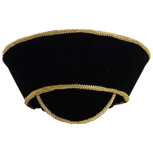 MSemis Unisex Damen Kapitänsmütze Schwarz Fliz Hut Militärhut Matrosenhut Orient Königin Hut Kopfbedeckungen für Motto Party Fasching Gold One Size MSemis Unisex Damen Kapitänsmütze Schwarz Fliz Hut Militärhut Matrosenhut Orient Königin Hut Kopfbedeckungen für Motto Party Fasching Gold One Size von MSemis