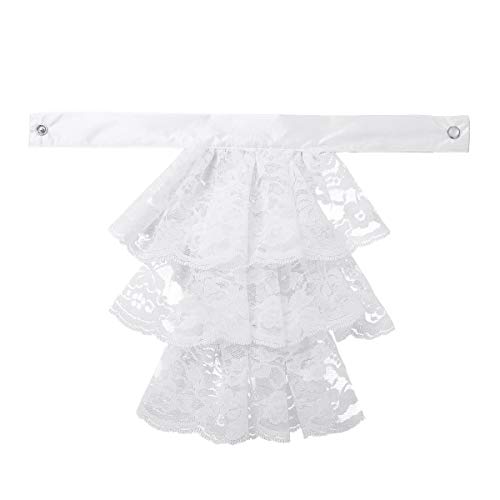 MSemis Unisex Spitze Jabot Kragen mit Schmuckknopf Halloween Karneval Party Kleider Krageneinsatz Kostümzubehör Weiß One Size von MSemis