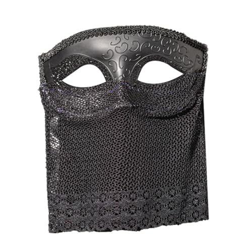 MSemis Unisex Venezianische Maske Vintage Halb Gesichtsmaske mit Strass/Schleier Deko Maskerade Maske Cosplay Maske Karnevalsmaske Schwarz A One Size von MSemis
