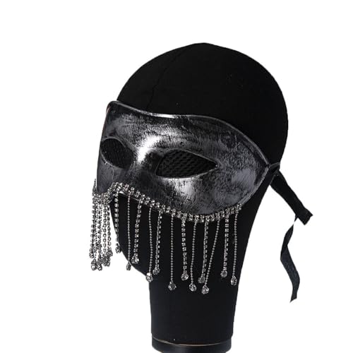 MSemis Unisex Venezianische Maske Vintage Halb Gesichtsmaske mit Strass/Schleier Deko Maskerade Maske Cosplay Maske Karnevalsmaske Silber A One Size MSemis Unisex Venezianische Maske Vintage Halb Gesichtsmaske mit Strass/Schleier Deko Maskerade Maske Cosplay Maske Karnevalsmaske Silber A One Size von MSemis