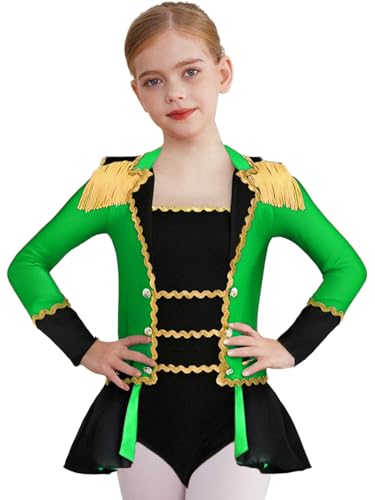 MSemis Zirkusdirektor Kostüm Mädchen Kinder Ringmaster Langarm mit Fransen Bodysuit Kinderkostüm Ballettanzug Kostüm für Halloween und Karneval von MSemis