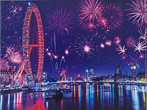 Puzzle 1000 Teile London Eye 69x51 cm Feuerwerk Riesenrad Neujahr Silvester Gehirntraining Jigsaw von MT Majami