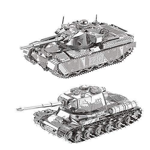 MTU 2pcs 3D Metall Puzzle MK50 Panzer JS-2 Panzer Tank Modell DIY 3D Laserschnitt Modell-Bausatz Spielzeug von MTU