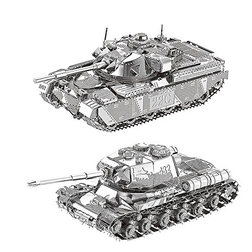 MTu 2pcs 3D Metall Puzzle MK50 Panzer JS-2 Panzer Tank Modell DIY 3D Laserschnitt Modell-Bausatz Spielzeug von MTu