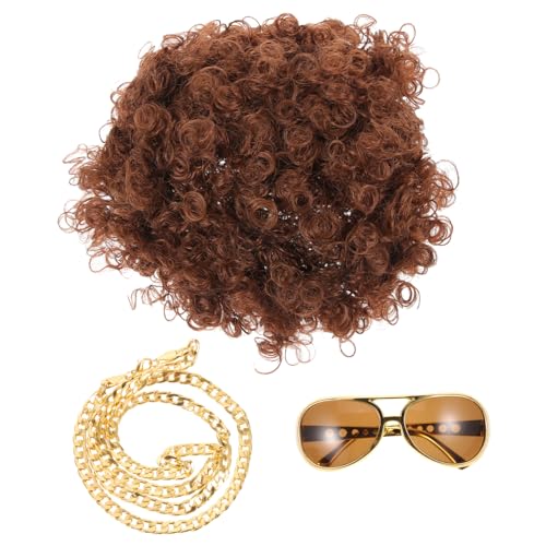 MUCKLILY 1 Satz Disco Kostümset mit Perücke Sonnenbrille und Kette Jahre Party Accessoires für Männer und Frauen für Mottopartys und Cosplay Realistische Gestaltung Zufälliger MUCKLILY 1 Satz Disco Kostümset mit Perücke Sonnenbrille und Kette Jahre Party Accessoires für Männer und Frauen für Mottopartys und Cosplay Realistische Gestaltung Zufälliger von MUCKLILY