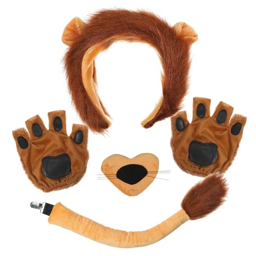 MUCKLILY 1 Satz Löwenkostüm Zubehör Teiliges Kostüm mit Stirnband Nase Pfotenhandschuhen Realistische Tieraccessoires für Halloween Cosplay Partys MUCKLILY 1 Satz Löwenkostüm Zubehör Teiliges Kostüm mit Stirnband Nase Pfotenhandschuhen Realistische Tieraccessoires für Halloween Cosplay Partys von MUCKLILY