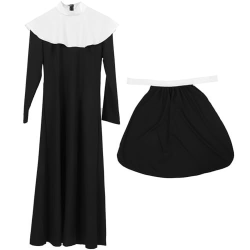 MUCKLILY 1 Satz Nonnenkostüm Cosplay Outfit für Halloween Karneval und Bühnenaufführungen für Frauen Spandex Material Vielseitig Einsetzbar Einzigartiger Blickfang von MUCKLILY