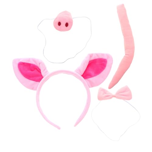 MUCKLILY 1 Satz Schweine Cosplay Kostüm Tier Haarreifen Fliege für Halloween Fasching Geburtstagsfeiern und Karneval Pinkes Weiches Zubehör für Erwachsene MUCKLILY 1 Satz Schweine Cosplay Kostüm Tier Haarreifen Fliege für Halloween Fasching Geburtstagsfeiern und Karneval Pinkes Weiches Zubehör für Erwachsene von MUCKLILY