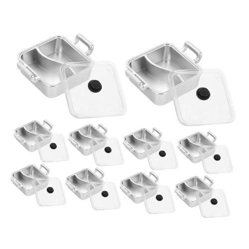 MUCKLILY 10 Stück Mini -Simulation Hotpot Mini-Kochgeschirr für die Küche Mini- -Miniaturtöpfe Küchensimulationstöpfe Mini-Kocher Puppenhaus Hot Pot Plastik Silver MUCKLILY 10 Stück Mini -Simulation Hotpot Mini-Kochgeschirr für die Küche Mini- -Miniaturtöpfe Küchensimulationstöpfe Mini-Kocher Puppenhaus Hot Pot Plastik Silver von MUCKLILY