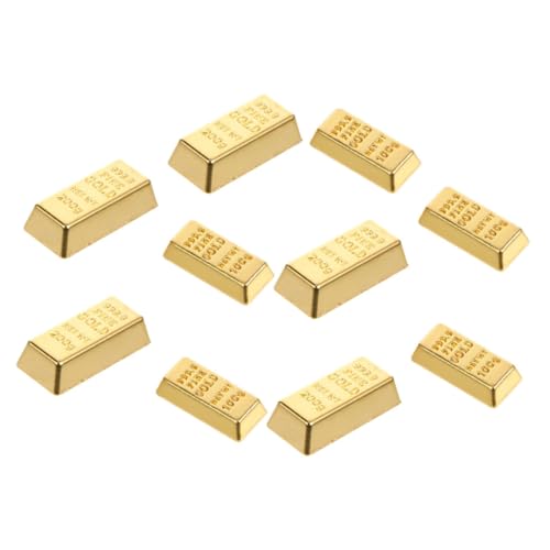 MUCKLILY 10 Stück Simuliertes BRIC-Modell Puppenhauszubehör Simulation von Goldziegeln Metallsteinblöcke für DIY Dollhouse Mini Goldsteine Tiny Gold Bar -Modell Legierung Golden von MUCKLILY