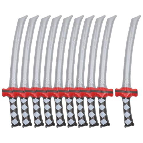 MUCKLILY 10 Stück Teiliges Aufblasbares Piratenschwert Robustem PVC Leichtes für Geburtstagsfeiern Halloween Cosplay und Poolpartys Sicheres Rollenspielzubehör von MUCKLILY
