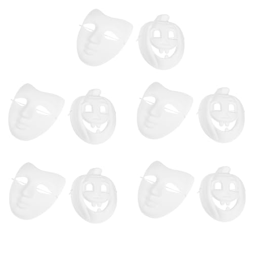 MUCKLILY 10 Stück Weiße Kabuki Masken Weihnachts Halbmasken Unvollendete Masken Venezianische Masken DIY Vollmasken Für Herren Drama Masken Tiermasken Maskerade Requisite Kürbis von MUCKLILY