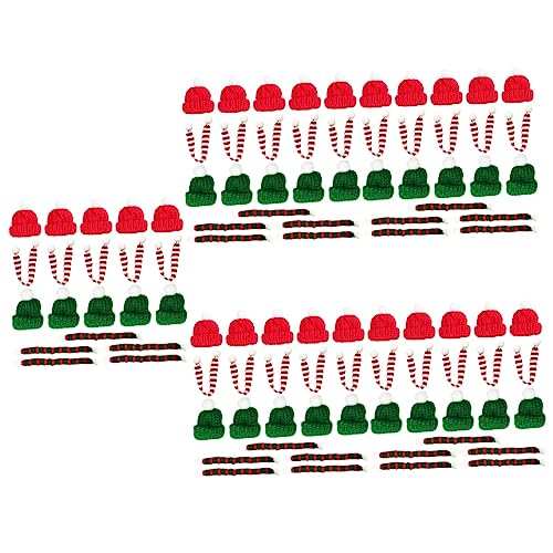 MUCKLILY 100 Stück Teiliges Weihnachtsmützen und Schal Gestrickt Rot Grün Xmas Flaschenhüllen Weihnachtliche Tischdeko Langlebige Party Supplies für Festliche Dekoration von MUCKLILY