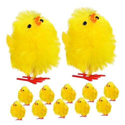 MUCKLILY 12 Stück Osterdeko-Küken Partyspielzeug für Küken lustiges Küken Ostern Osterschmuck Ostereierfüller Chemiefaser und Kunststoff Gelb von MUCKLILY