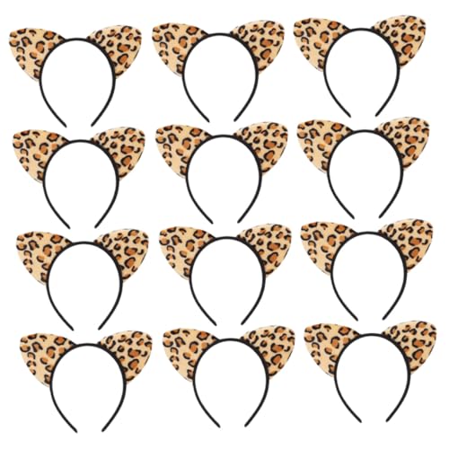 MUCKLILY 12 Stück Teiliges Leoparden katzenohren Haarreif Plüsch Tierohren Stirnband für Party Cosplay Festival Requisiten Damen Mädchen Zubehör von MUCKLILY