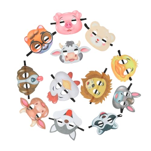 MUCKLILY 12 Stück Teiliges Tiermasken aus Weichem Filz mit Elastischem Band Atmungsaktiv und Hautfreundlich Realistische Cartoon Tiergesichter für Fasching Geburtstag Halloween und MUCKLILY 12 Stück Teiliges Tiermasken aus Weichem Filz mit Elastischem Band Atmungsaktiv und Hautfreundlich Realistische Cartoon Tiergesichter für Fasching Geburtstag Halloween und von MUCKLILY