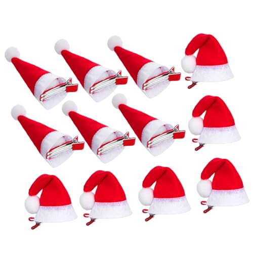 MUCKLILY 12 Stück Weihnachtsmütze Haarspangen Plüsch Haarklammern für Dünnes Haar Langlebige Xmas Haarschmuck Clips für Party Bühnenauftritt Karneval Mädchen Haarschmuck von MUCKLILY