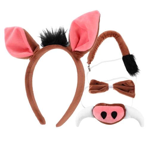 MUCKLILY 1Satz Einstellbares Cosplay Kostüm für Schweineohren Haarreifen Fake Fliege für Tier Mottopartys Rollenspiele und Fotografie Requisiten von MUCKLILY