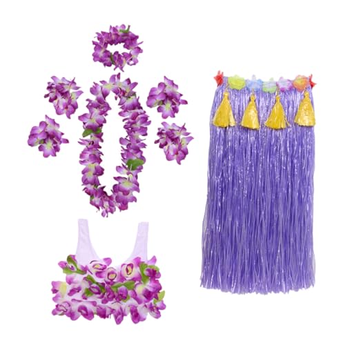 MUCKLILY 1Satz Hawaiianisches Kostüm Teiliges Kleid mit Grasrock Blumenkranz und Armbändern für Sommer und Strandpartys Perfektes Outfit für Damen und Erwachsene MUCKLILY 1Satz Hawaiianisches Kostüm Teiliges Kleid mit Grasrock Blumenkranz und Armbändern für Sommer und Strandpartys Perfektes Outfit für Damen und Erwachsene von MUCKLILY