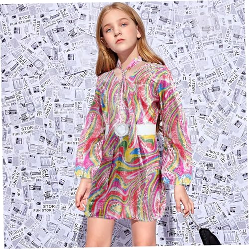 MUCKLILY 1Satz Vintage Langarmkleid für Disco Design Kopfband Retro Kostüm für Bühnenauftritte Partys Cosplay Atmungsaktiv MUCKLILY 1Satz Vintage Langarmkleid für Disco Design Kopfband Retro Kostüm für Bühnenauftritte Partys Cosplay Atmungsaktiv von MUCKLILY