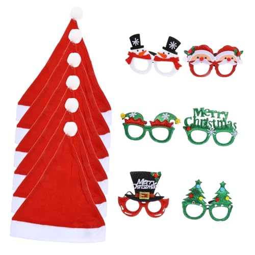 MUCKLILY 1Satz Weihnachtliches Brillen Hutset Teiliges mit Weihnachtsbrillen Klassischen Partyhüten für Festliche Anlässe für Weihnachten Silvester Karneval von MUCKLILY
