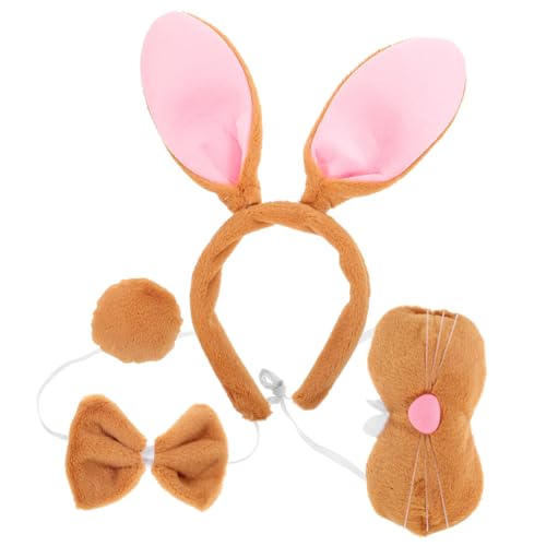 MUCKLILY 1satz Kostüm-set Für Halloween Tier-kopfbedeckung Mit Hasenohren Fliege Nase Haarreif Und Rock Für Cosplay-events Und Mottopartys von MUCKLILY