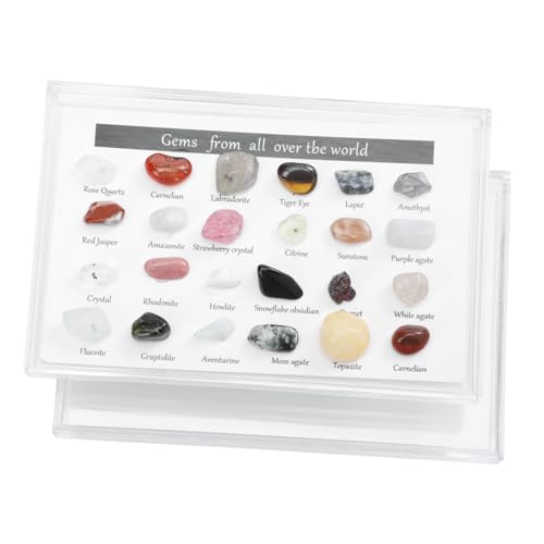MUCKLILY 2 Boxen Erz Proben Felsen Schreibtisch Kleine Kiesel Kleine Kristallmasse Colorful Stein von MUCKLILY