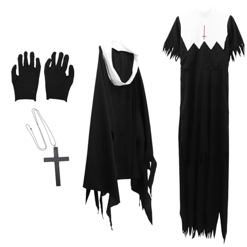 MUCKLILY 2 Stk Halloween-Zombie-Uniform Nonnengewohnheitskostüm Kostüme für Damen Halloween-Dekor Halloween-Kostüm-Requisite Kleidung schmücken Vampir Requisiten bilden Baumwollmischung von MUCKLILY