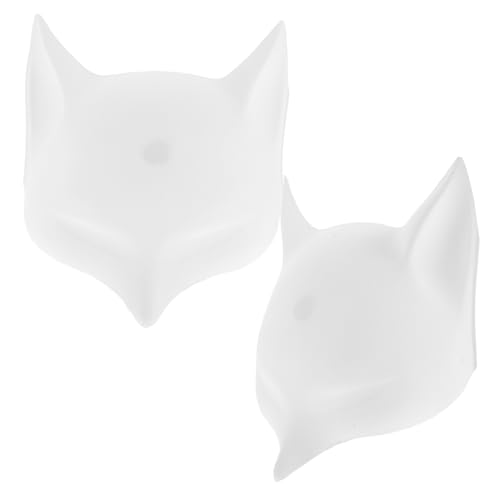 MUCKLILY 2 Stück Blanko Fuchsmaske aus Mattem Unbemaltem PVC Kunststoff zum Bemalen und Basteln Langlebig und Rutschfest für DIY Cosplay Karneval Maskerade und Kreative Tiermasken von MUCKLILY
