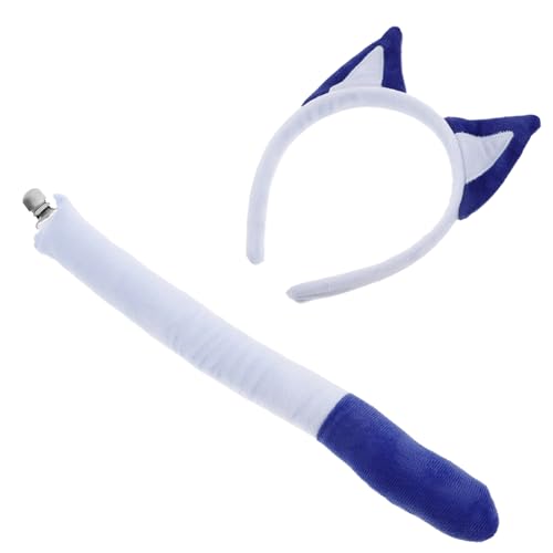 MUCKLILY 2 Stück Blaues Kostüm Stirnband mit Plüschohren und Clip Süßes Tier Accessoire für Damen Halloween Cosplay Mottoparty und Festliche Anlässe von MUCKLILY