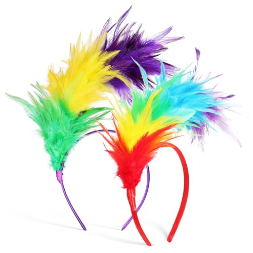 MUCKLILY 2 Stück Bunte Schmuck haarreifen Elastisch Leichte Party Fasching Karneval Accessoires Damen Kopfband Haarschmuck für Kostümfest und Halloween von MUCKLILY