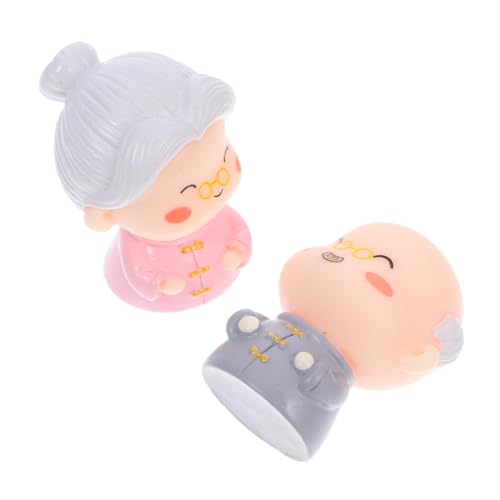 MUCKLILY 2 Stück Miniaturfiguren aus Harz für Ältere Paare Tortendekoration für Hochzeit Valentinstag und Dekofiguren für Heimdekoration von MUCKLILY