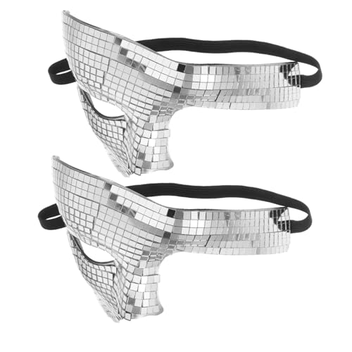 MUCKLILY 2 Stück Glitzer Halbgesichts Masquerade Spiegelmaske Leichte Wiederverwendbare Party Gesichtsmaske für Halloween Karneval Tanz Kostümfeste Reflektierend Komfortabel für von MUCKLILY