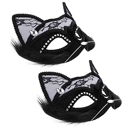 MUCKLILY 2St katze gesichtsmaske Halloween-Augenmasken venezianische Maskerade Augenabdeckung Tier Maskerade-Maske Katzenmasken Halloween-Masken Cosplay Requisiten Venedig bilden Fräulein von MUCKLILY