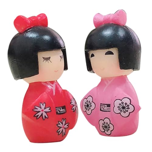 MUCKLILY 2 Stück Mini Kimono Puppe japanische traditionelle Puppen japanische Ornamente kleine Puppen orientalische Puppen Kleine Babypuppe Japanisches Kimono-Desktop-Ornament PVC von MUCKLILY